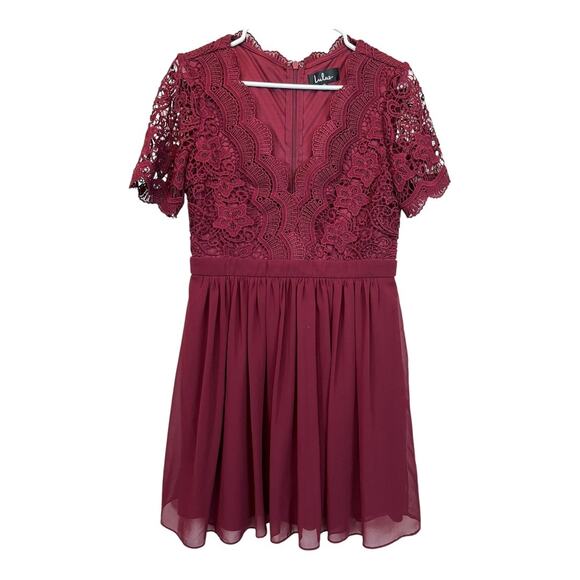 Lulus Angel in Disguise Burgundy Maroon Lace Skater Dress XL Babydoll - Picture 1 of 10